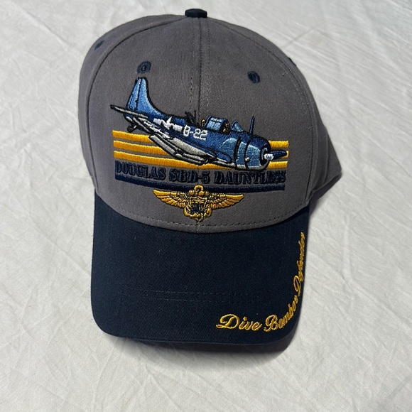 Other - Gray and Black Embroidered Aircraft Hat